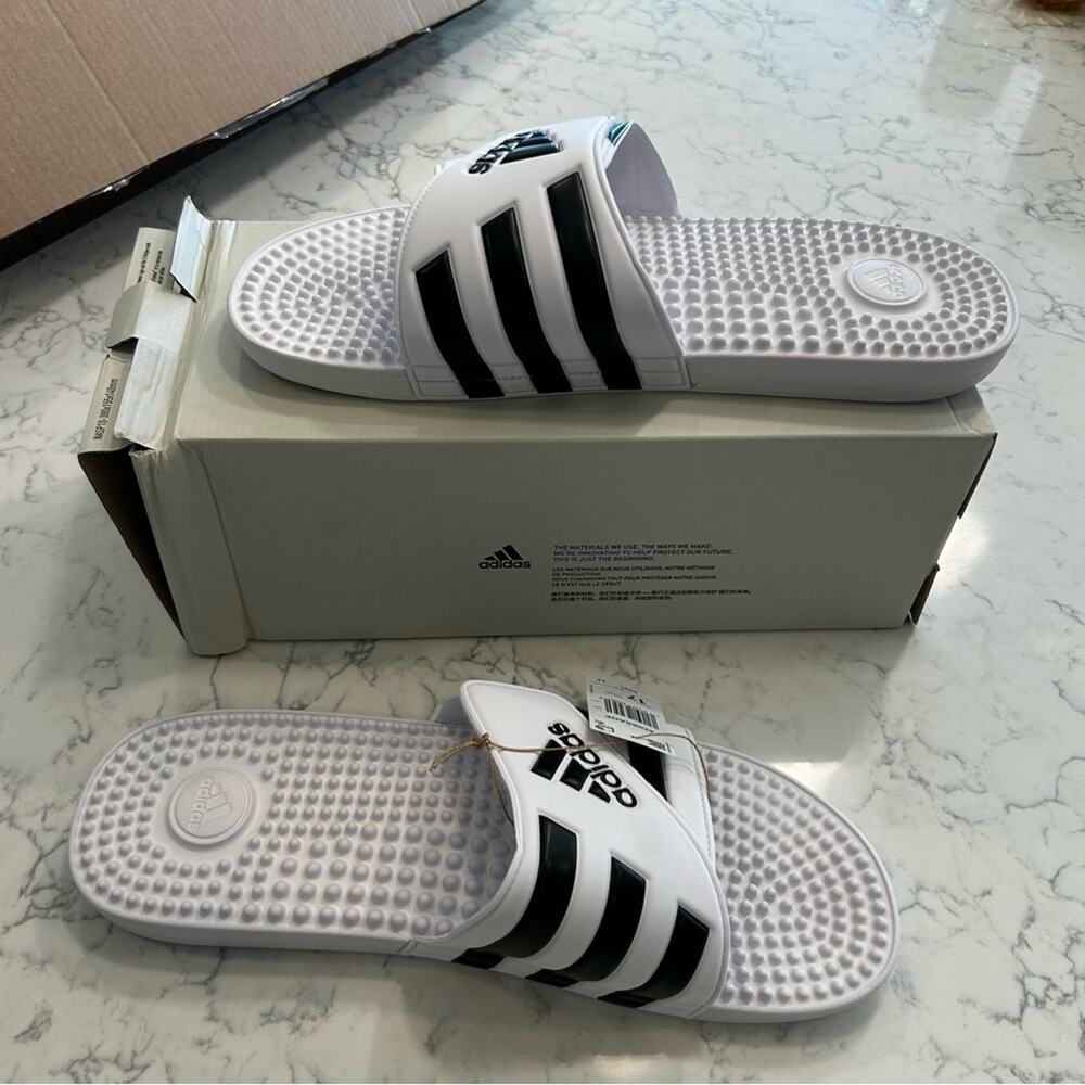 NIB Adidas Men’s‎ Adissage White & Black Slide Sandals Slip On Size 17